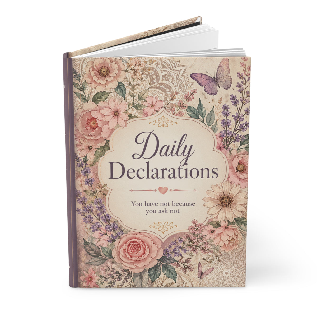 Daily Declarations Floral Hardcover Journal — Inspirational Gratitude Notebook