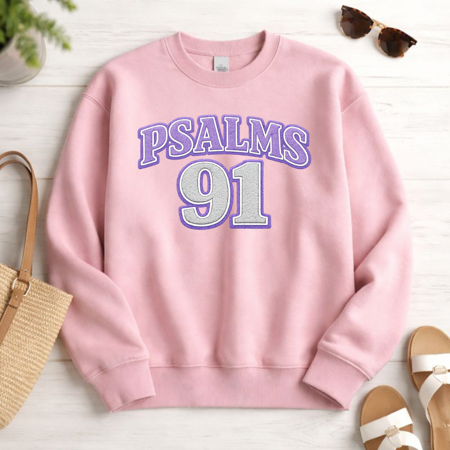 Psalms 91 Crewneck Sweatshirt - Christian Faith Protective Verse Pullover